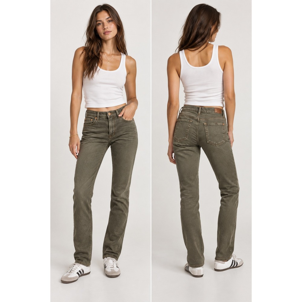 7 For All Mankind Jeans Womens 24x27 Ankle Skinny Olive Green Stretch Whimsigoth